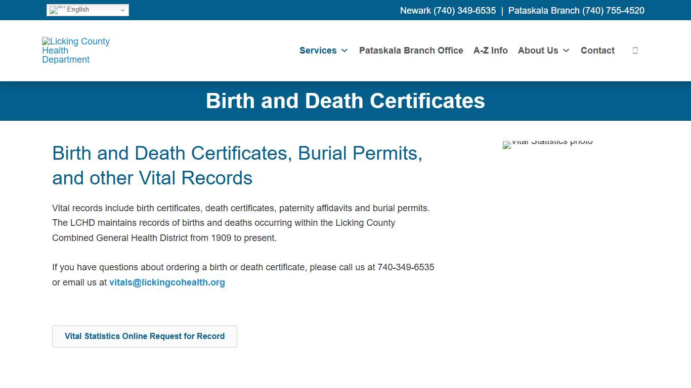 Birth and Death Certificates - Licking County Health Department